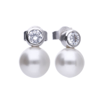 Earrings - cubic zirconia pearl